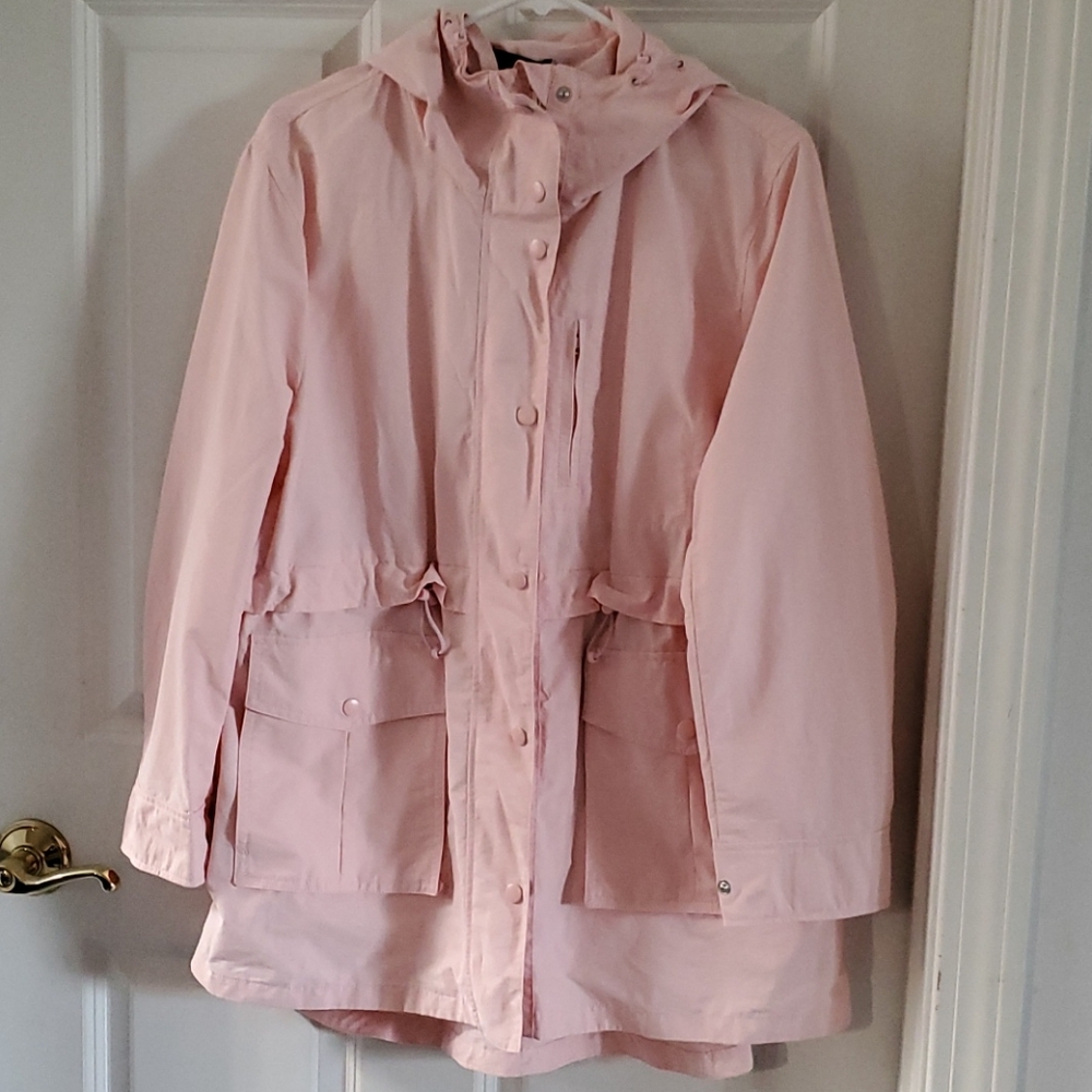 NWT j. Crew PL pink rain jacket cttn/nylon